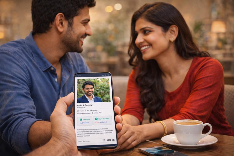 Ready-to-converse match illustration with two approved profiles